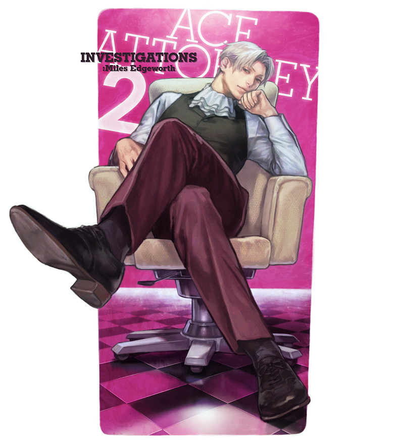 miles edgeworth (ace attorney and 2 more) drawn by a_k_i