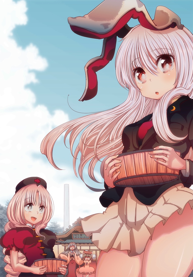 reisen udongein inaba, houraisan kaguya, inaba tewi, and yagokoro eirin (touhou) drawn by cream_(nipakupa)