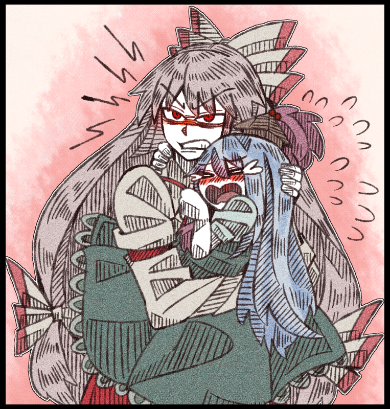 fujiwara no mokou and kamishirasawa keine (touhou) drawn by suenari_(peace)