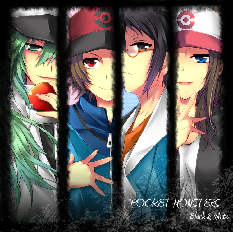 hilda, hilbert, n, and cheren (pokemon and 1 more) drawn by nugi