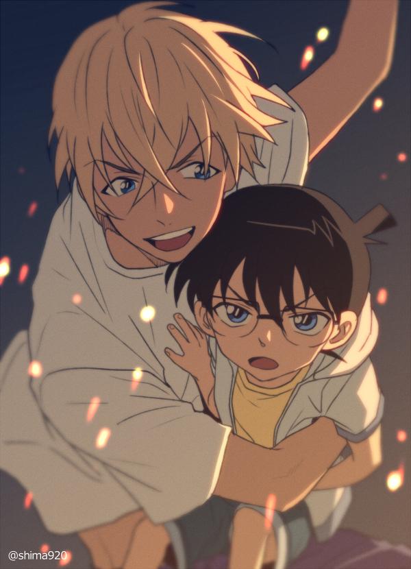 edogawa conan and amuro tooru (meitantei conan) drawn by mashima_shima