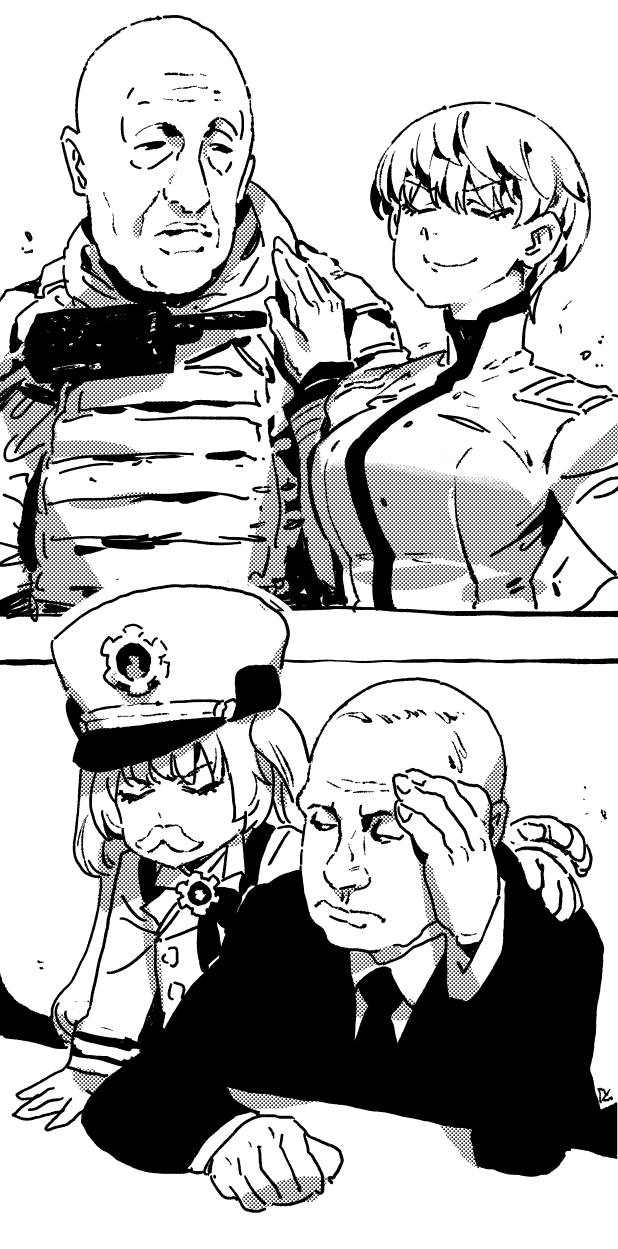 marina, cherino, vladimir putin, and yevgeny prigozhin (blue archive and 1 more) drawn by ireading