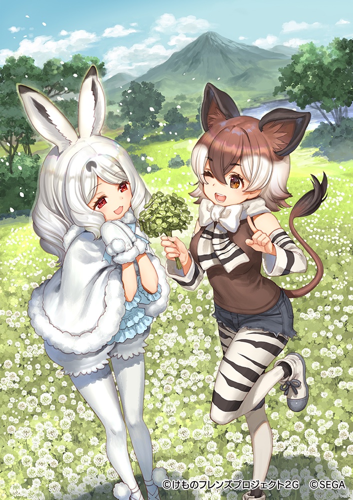okapi and arctic hare (kemono friends and 1 more) drawn by kawaku