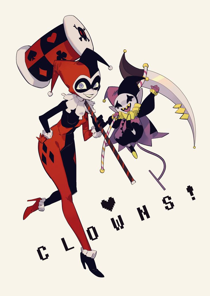 harley quinn and jevil (dc comics and 1 more) drawn by allhailjotman