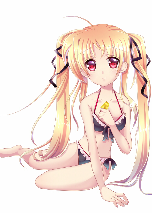 fate testarossa and bardiche (lyrical nanoha and 1 more) drawn by umeko_(koori_ume)