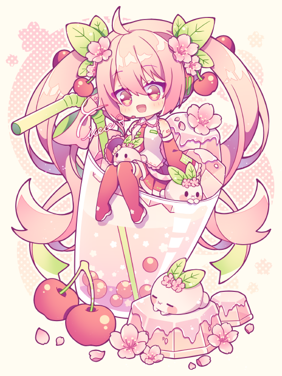 hatsune miku and sakura miku (vocaloid) drawn by hyou_(pixiv3677917)