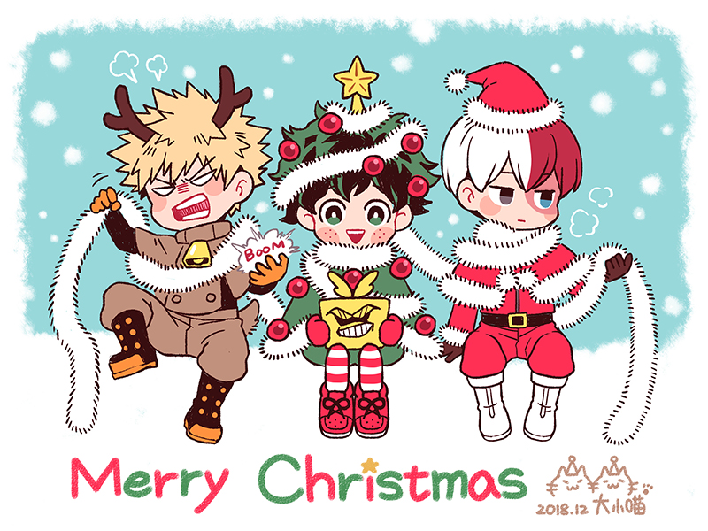 midoriya izuku, bakugou katsuki, todoroki shoto, and all might (boku no hero academia) drawn by nightcat