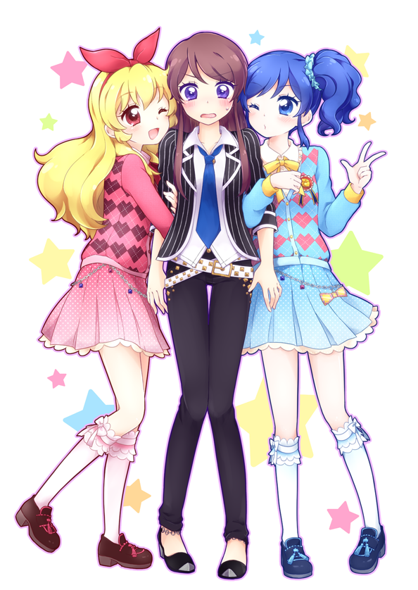 hoshimiya ichigo, kiriya aoi, and shibuki ran (aikatsu!) drawn by nae_(rno)