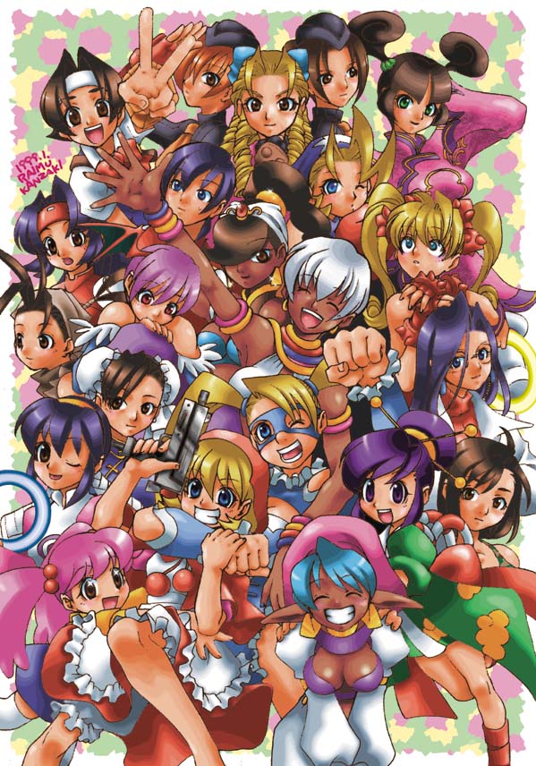 chun-li, lilith, rainbow mika, ibuki, kanzuki karin, and 17 more (street fighter and 7 more) drawn by kanzaki_raimu