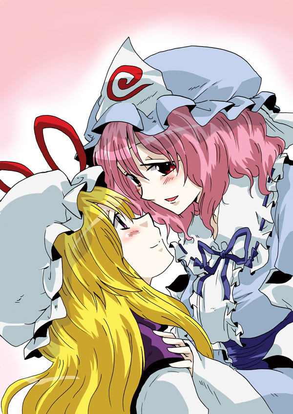 yakumo yukari and saigyouji yuyuko (touhou) drawn by unya