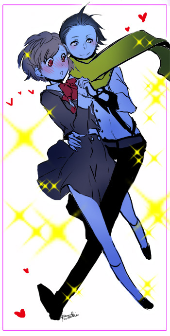 shiomi kotone and mochizuki ryouji (persona and 2 more) drawn by kunpei_yuuki
