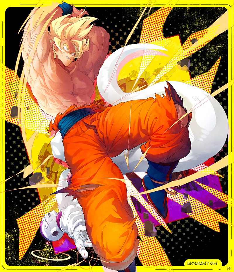 son goku, frieza, and final form frieza (dragon ball and 1 more) drawn by ommmyoh