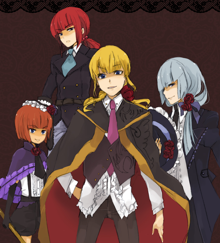 beatrice, ushiromiya ange, eva beatrice, and virgilia (umineko no naku koro ni) drawn by maroyan