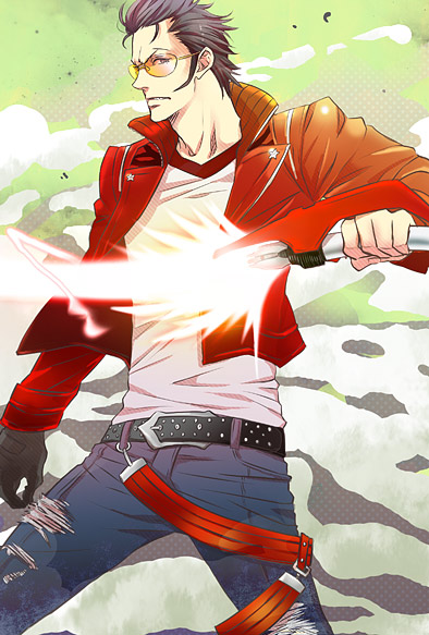 travis touchdown (no more heroes and 1 more) drawn by mzochi