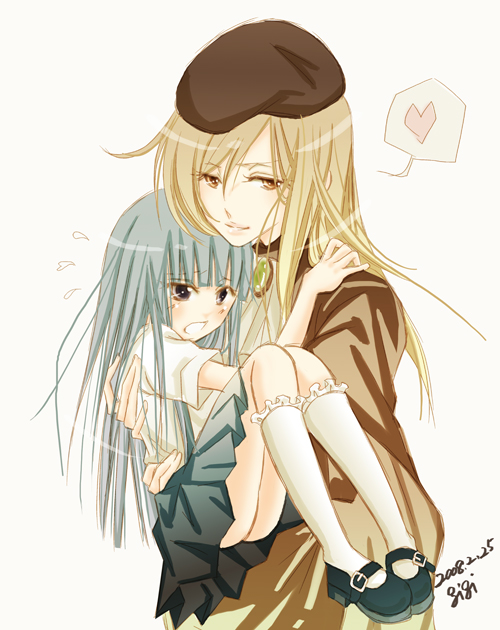 furude rika and takano miyo (higurashi no naku koro ni) drawn by gigi
