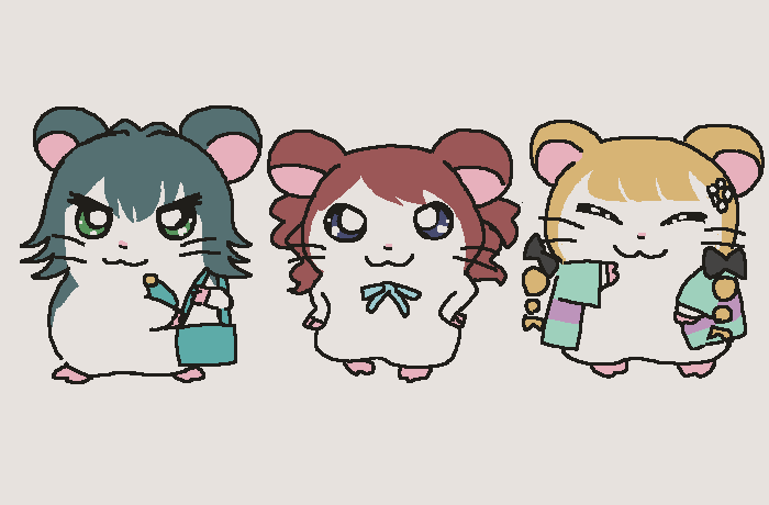 fujita kotone, hanami saki, and tsukimura temari (idolmaster and 2 more) drawn by pxllb