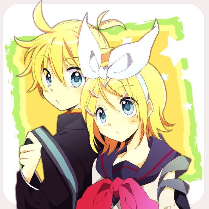 kagamine rin and kagamine len (vocaloid) drawn by hino_(moca)