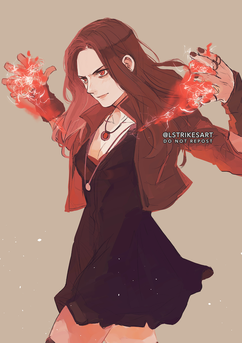 wanda maximoff (marvel and 3 more) drawn by lightningstrikes