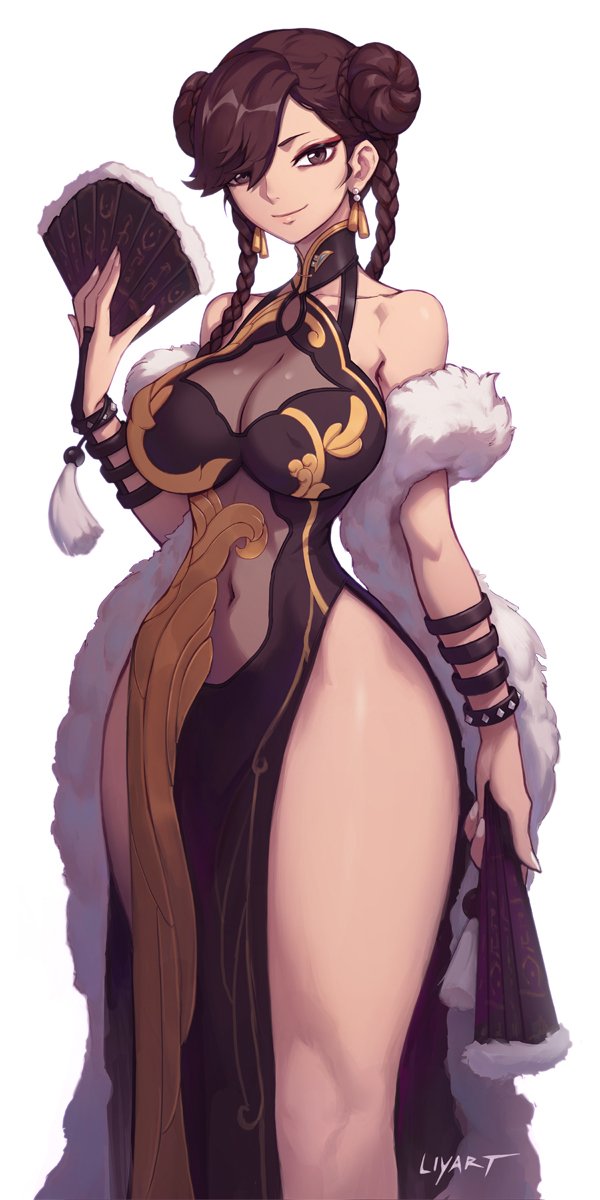 chun-li (street fighter and 1 more) drawn by liyart