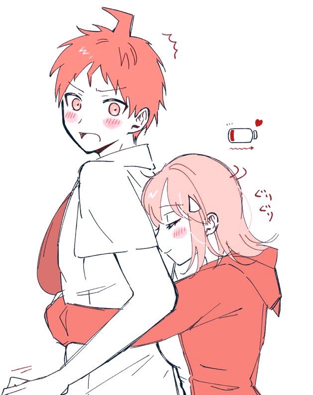 nanami chiaki and hinata hajime (danganronpa and 1 more) drawn by chi_(hnnmemi)