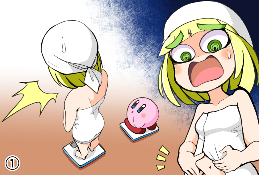 kirby and min min (kirby and 2 more) drawn by furumoto_yuuya