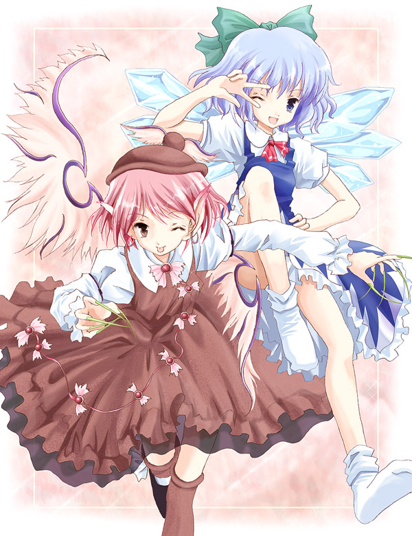 cirno and mystia lorelei (touhou) drawn by enjou_yukito