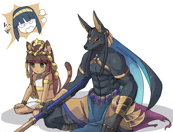 bastet, isis, and anubis (puzzle & dragons) drawn by ineshumi