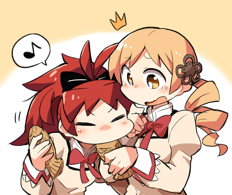 sakura kyoko and tomoe mami (mahou shoujo madoka magica) drawn by gunjima_souichirou