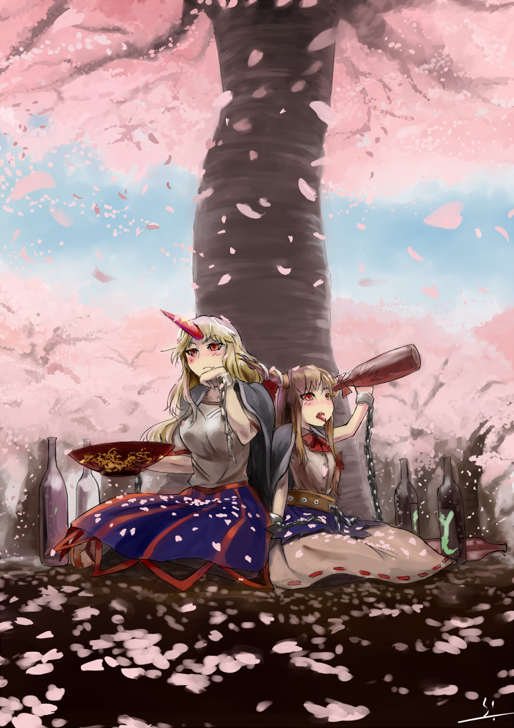 ibuki suika and hoshiguma yuugi (touhou) drawn by sinzan