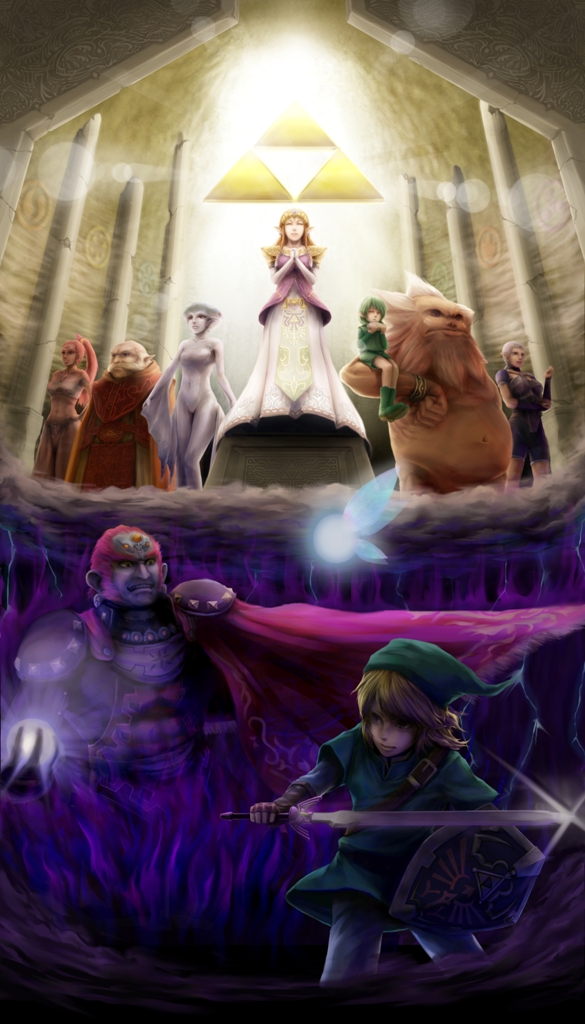 link, princess zelda, ganondorf, navi, impa, and 5 more (the legend of zelda and 1 more) drawn by lif_(lif_&_ref)