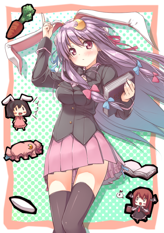 patchouli knowledge, reisen udongein inaba, koakuma, and inaba tewi (touhou) drawn by usume_shirou