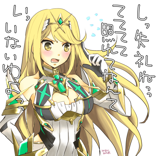 mythra (xenoblade chronicles and 1 more) drawn by mizss
