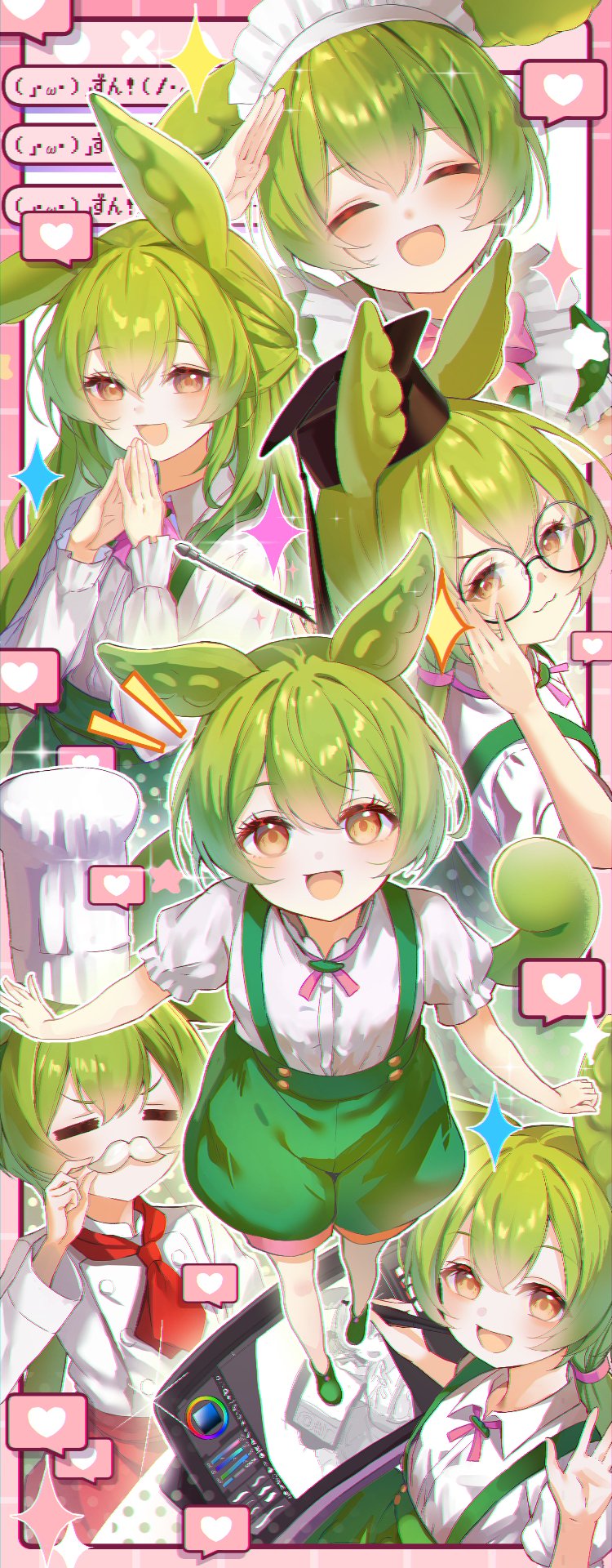 zundamon and ojou-sama zundamon (voiceroid and 1 more) drawn by kuramoto_beta-carotene