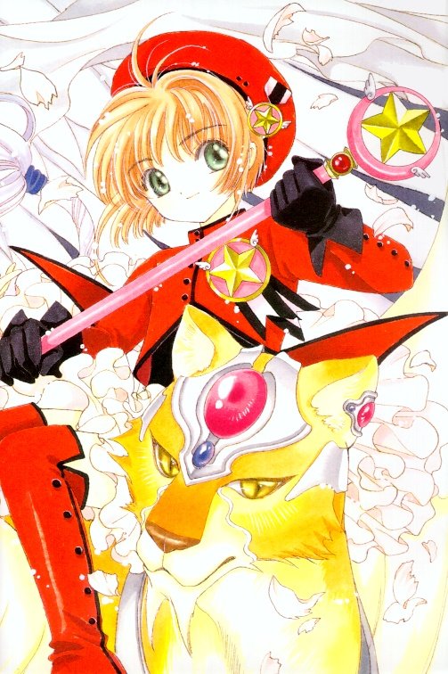 kinomoto sakura, kero, and kerberos (cardcaptor sakura) drawn by clamp_(circle)