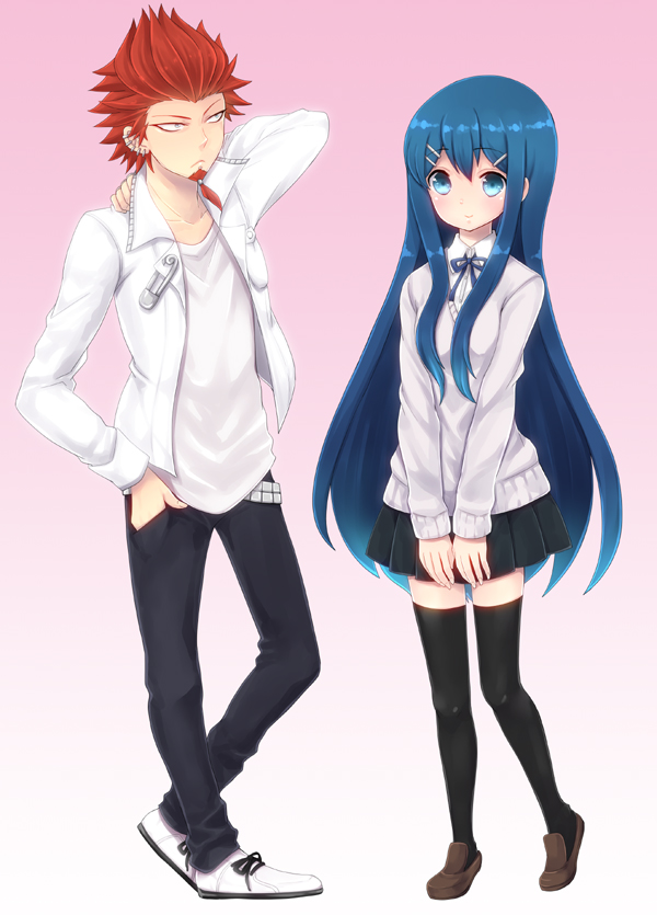 maizono sayaka and kuwata leon (danganronpa and 1 more) drawn by lala_(yamada_goroku)