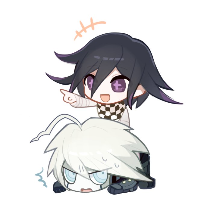 oma kokichi and k1-b0 (danganronpa and 1 more) drawn by ponkotsu_(inumoyo)