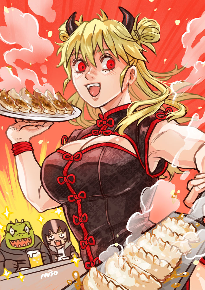 nikaidou, caiman, and 13 (dorohedoro) drawn by miso-234