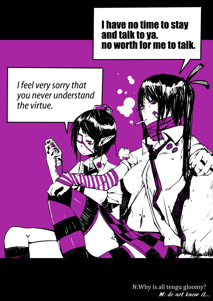 shameimaru aya, himekaidou hatate, and hata-tan (touhou) drawn by sakurai_energy