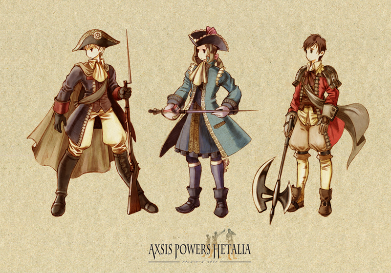 france, prussia, and spain (axis powers hetalia) drawn by kobutabancho