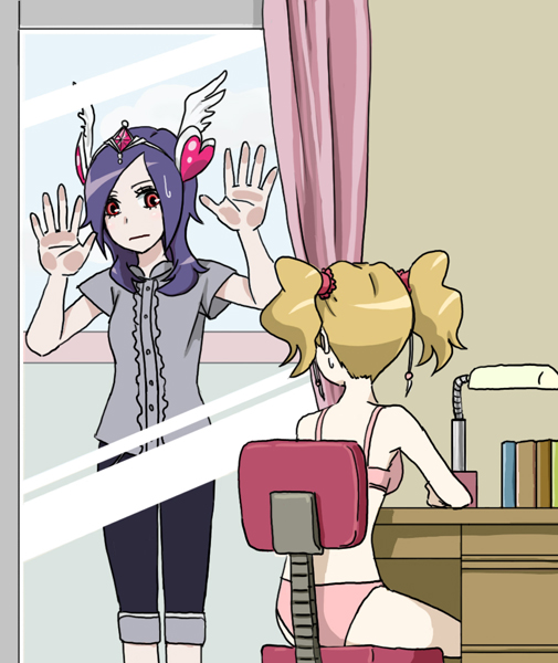 higashi setsuna and momozono love (precure and 1 more) drawn by kusugi_tai