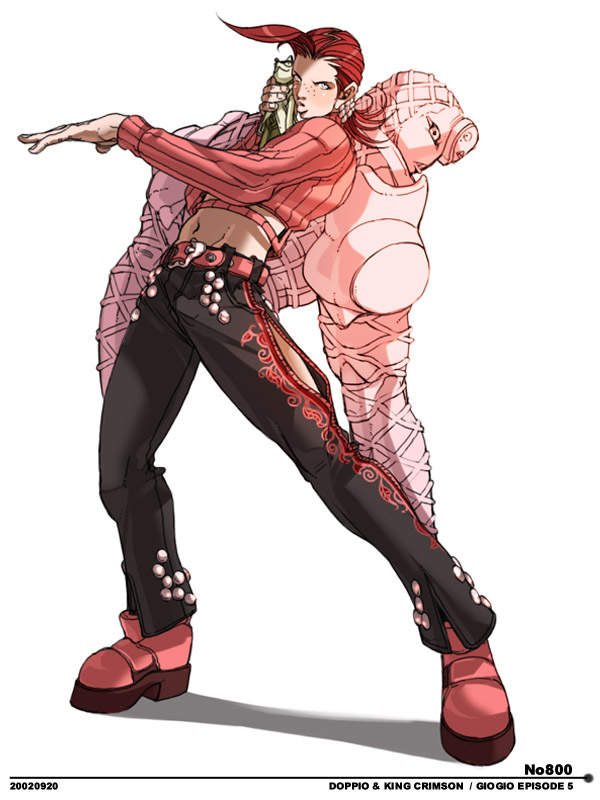 vinegar doppio and king crimson (jojo no kimyou na bouken and 1 more) drawn by falcoon