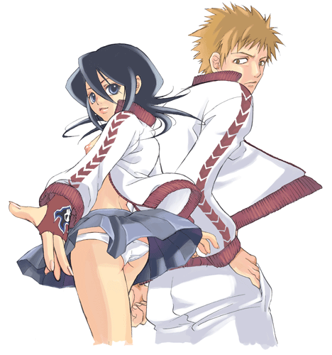 kuchiki rukia and kurosaki ichigo (bleach) drawn by suika_(suika-dokei)
