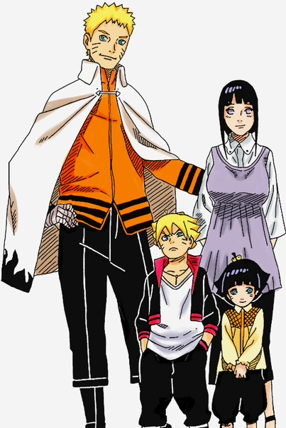 uzumaki naruto, hyuuga hinata, uzumaki boruto, and uzumaki himawari (naruto and 1 more) drawn by kishimoto_masashi