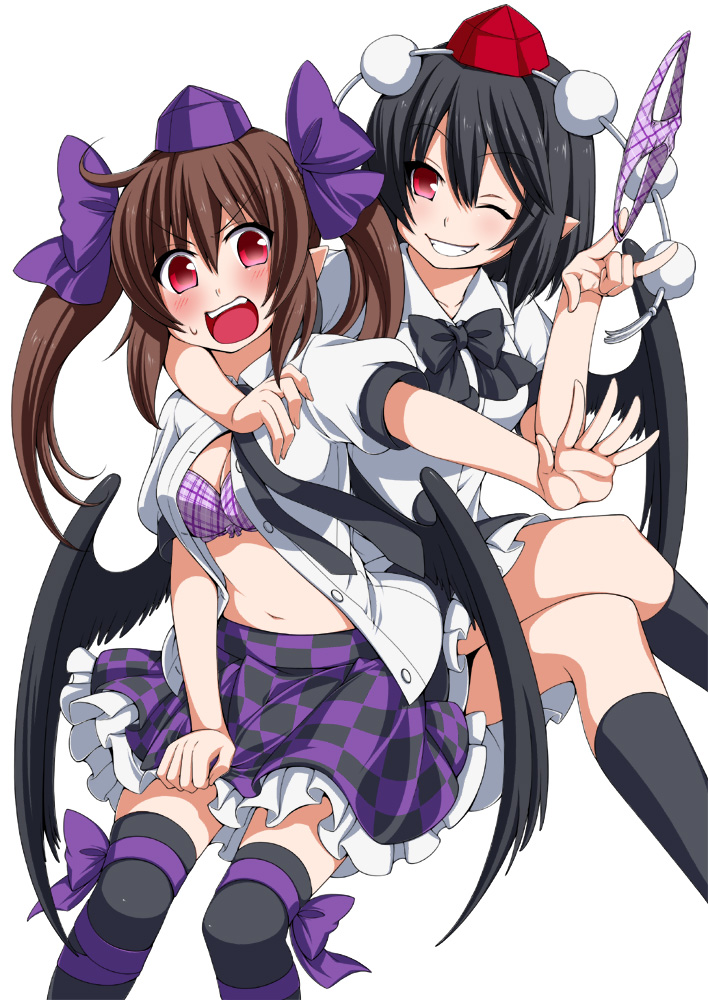 shameimaru aya and himekaidou hatate (touhou) drawn by eichi_yuu