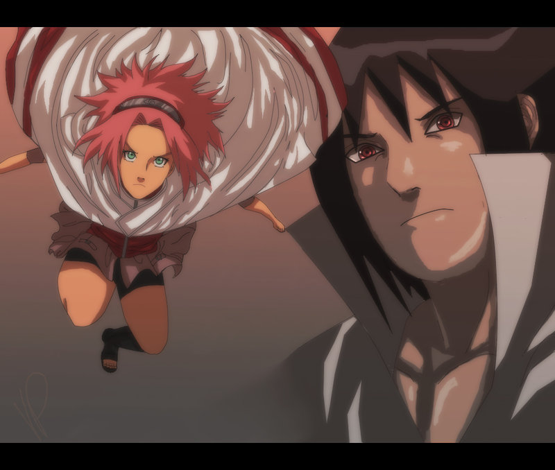 haruno sakura and uchiha sasuke (naruto and 1 more) drawn by nishi06