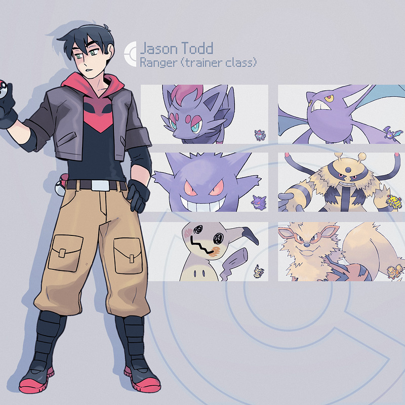 gengar, mimikyu, zorua, arcanine, crobat, and 2 more (pokemon and 2 more) drawn by fishtre