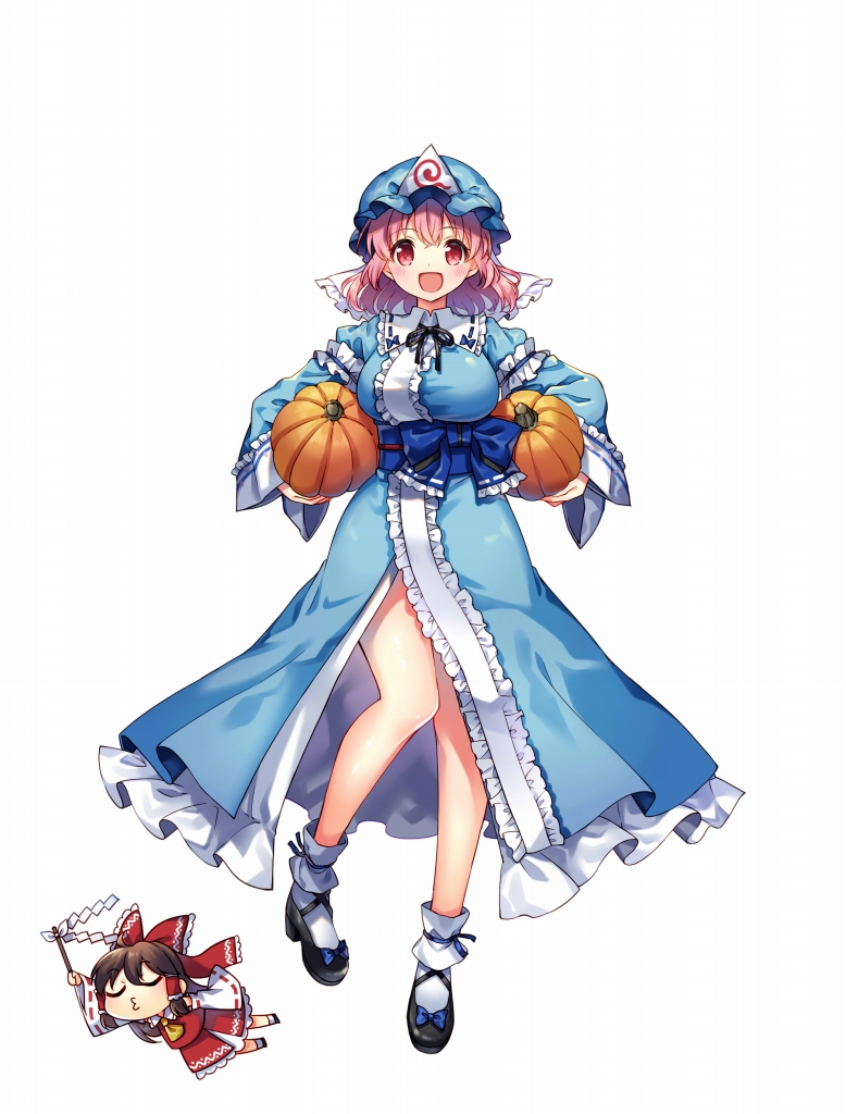 hakurei reimu and saigyouji yuyuko (touhou) drawn by kapuchii