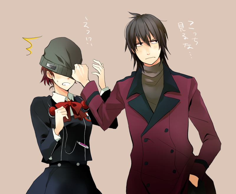 shiomi kotone and aragaki shinjirou (persona and 2 more) drawn by shiro96