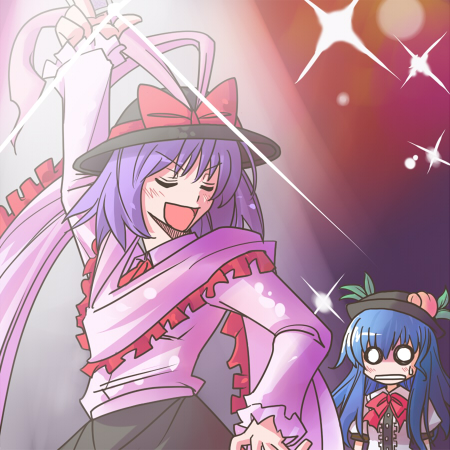 hinanawi tenshi and nagae iku (touhou and 1 more) drawn by fujii_jun