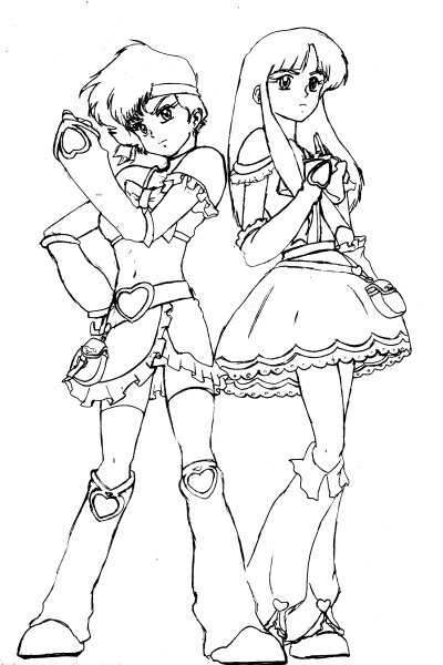 cure black, cure white, yuri, and kei (precure and 2 more)